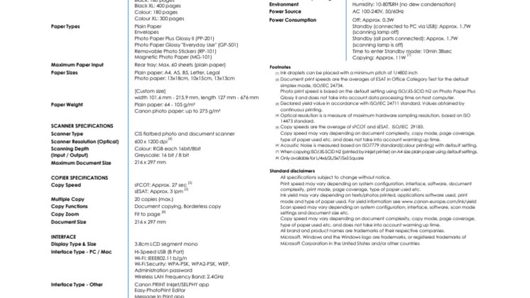 PIXMA TS3350 EUR_PR Spec Sheet