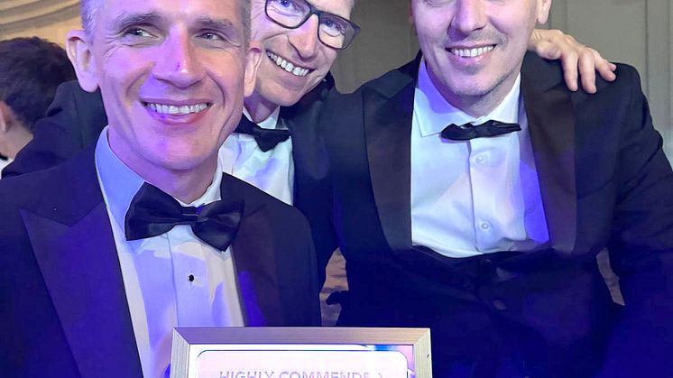 Dave Smith (left), and GTR's Roger Perkins and Carl Martin celebrate AIRA's highly commended award.jpg