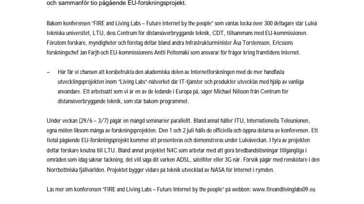 Europeisk konferens om framtidens Internet i Luleå