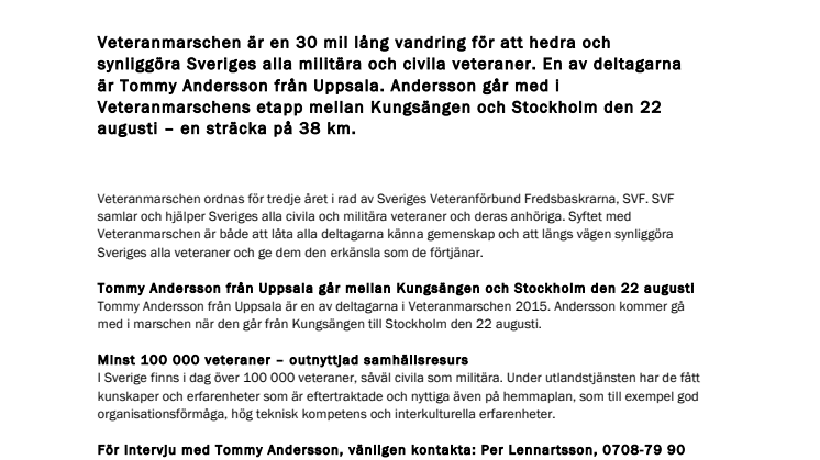 Uppsalabo går med i Veteranmarschen