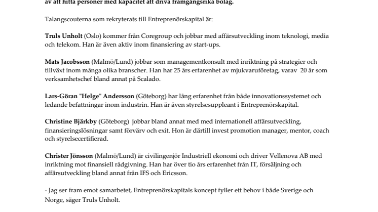 Talangscouter ska hitta lovande entreprenörer