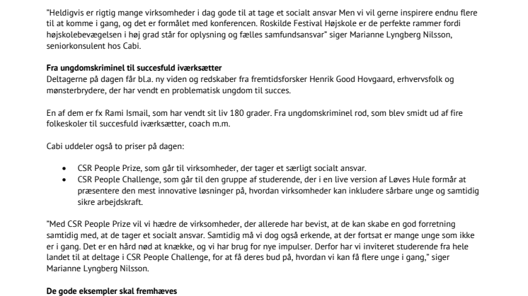 Prisfest i Roskilde for socialt ansvarlige virksomheder