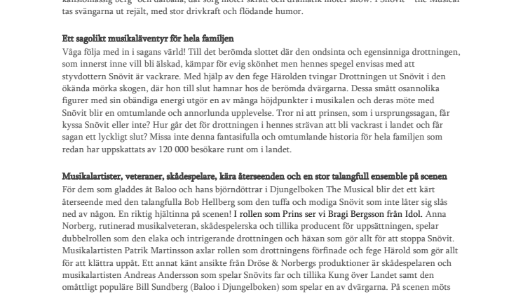 Fakta - Snövit The Musical