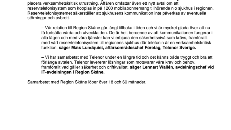 Telenor Sverige ökar samarbetet med Region Skåne 