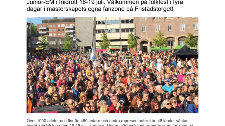 Folkfest på Fristadstorget under Junior-EM i friidrott