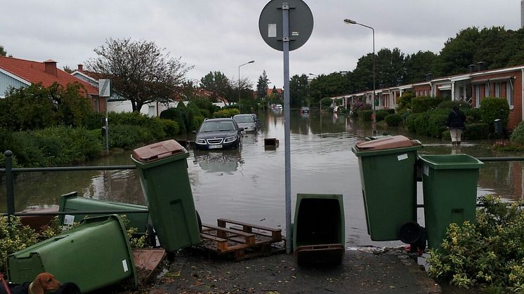 Översvämning efter skyfallet Arvid 2014