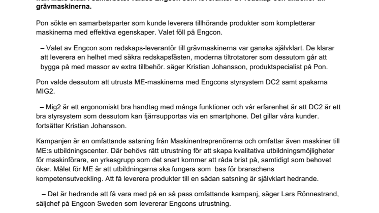 Engcon exklusiv redskapsleverantör i stort samarbete