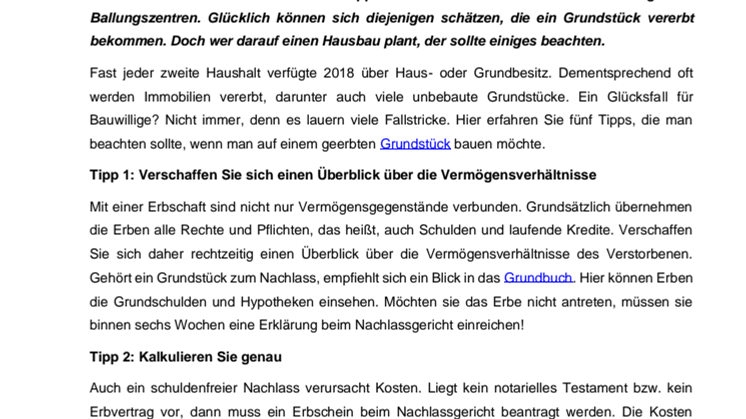 Hausbau auf geerbtem Grund – was muss man beachten?