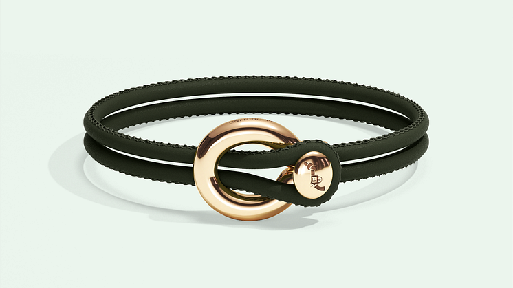 Imagine by Orrling Bracelet Leather DarkGreen Gold Front.png