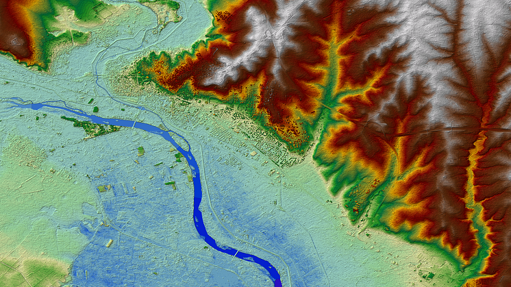 Euro-Maps 3D DSM of Edirne and the river Maritsa, Greek-Turkish border region. © 2017 GAF AG. Includes material © Antrix, distributed by GAF AG.