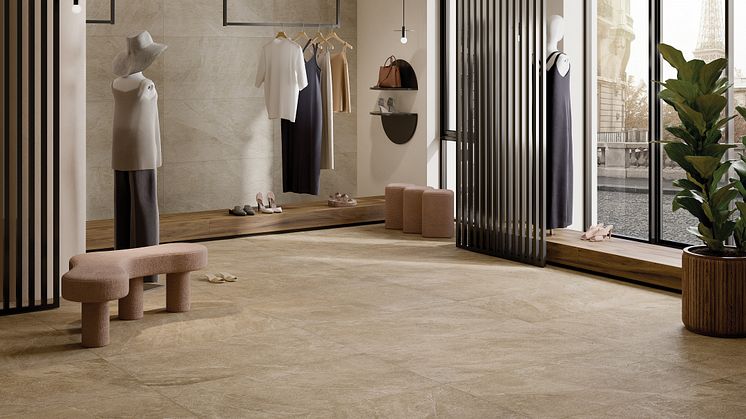 Die Serie McTile Harmony, hier in der Farbe Creme, verleiht Räumen natürliche Eleganz. Foto: hagebau (Abdruck honorarfrei)