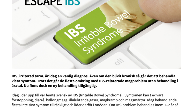 Ny unik behandling kan mildra tidigare obehandlad IBS