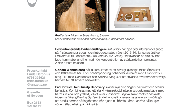 Pressrelease ProCortexx Hair Quality Recovery 