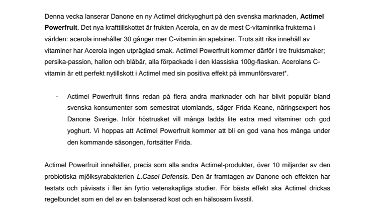 Nya Actimel Powerfruit ger dig kraft i höstrusket