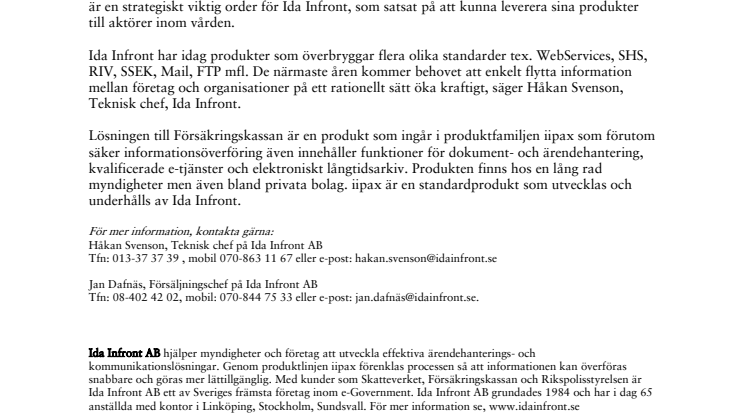 Ida Infront kopplar ihop vårdsektorn och Försäkringskassan!