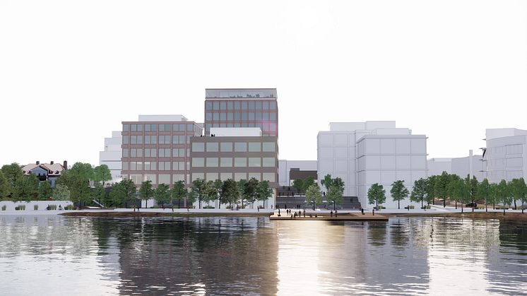 View of the planned buildings, from Munksjön. Illustration: HÖFAB