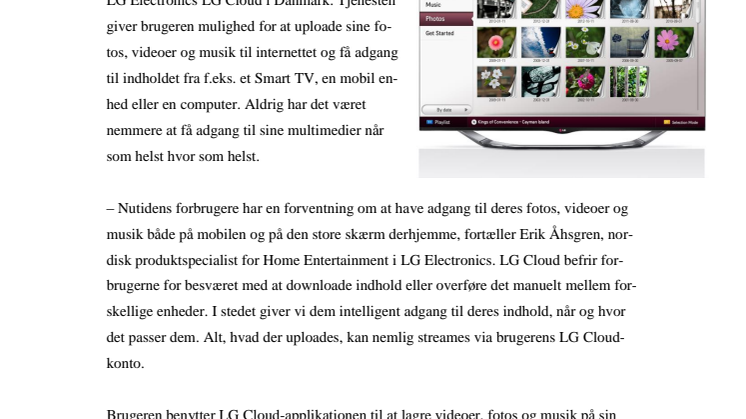 SMART ADGANG TIL EGNE FOTOS, VIDEOER OG MUSIK OVERALT – LG CLOUD TILGÆNGELIG I DANMARK