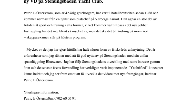 Ny kapten på Stenungsbaden – Patric E Österström tar rodret
