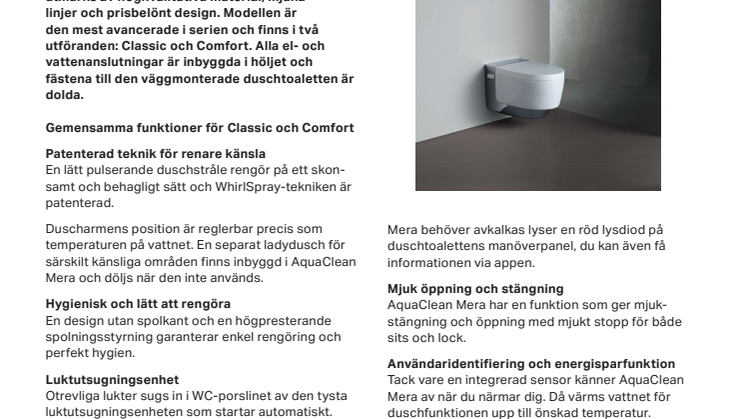 Pressinformation om AquaClean Mera