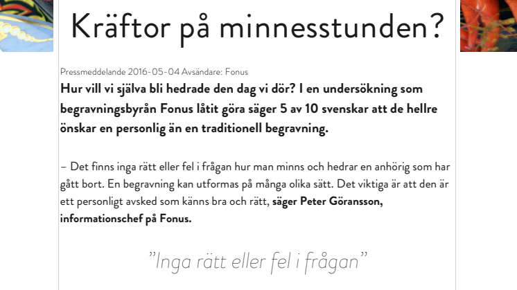 Kräftor på minnesstunden?
