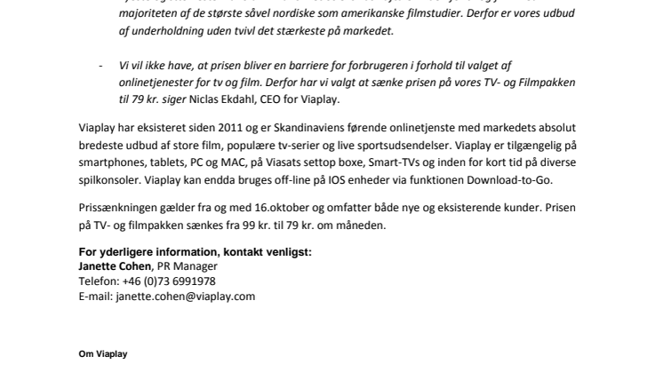 Mere indhold til lavere pris - Viaplay sænker prisen på sit abonnement 