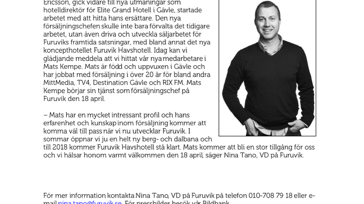 Mats Kempe ny försäljningschef på Furuvik