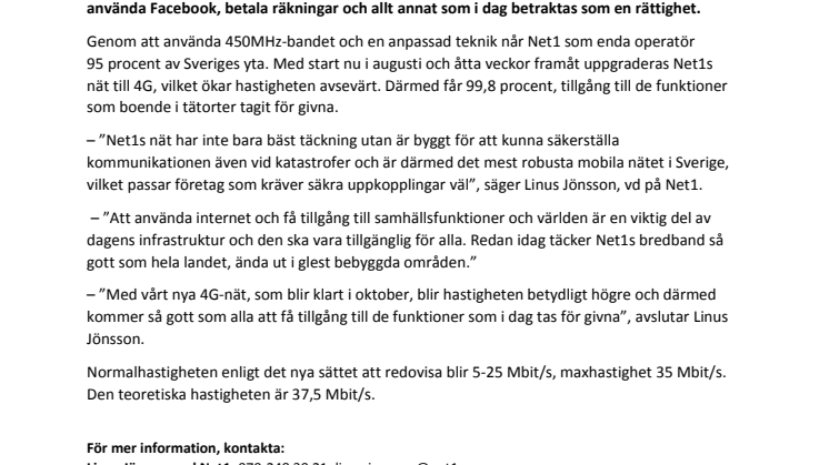 Glädjebesked till glesbygden:  Nu får alla i Sverige tillgång till mobilt bredband med 4G