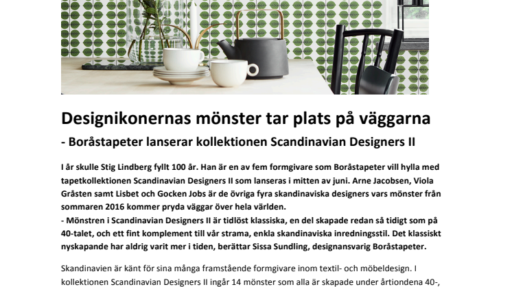 Designikonernas mönster tar plats på väggarna - Boråstapeter lanserar kollektionen Scandinavian Designers II