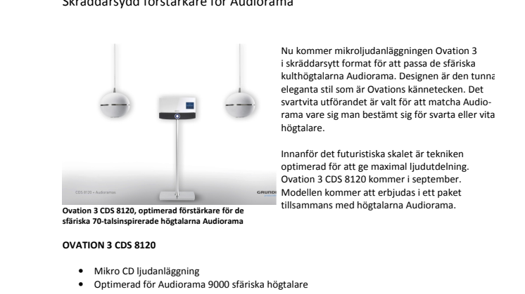 IFA-nytt! Ovation 3 CDS 8120; Skräddarsydd förstärkare för Audiorama  