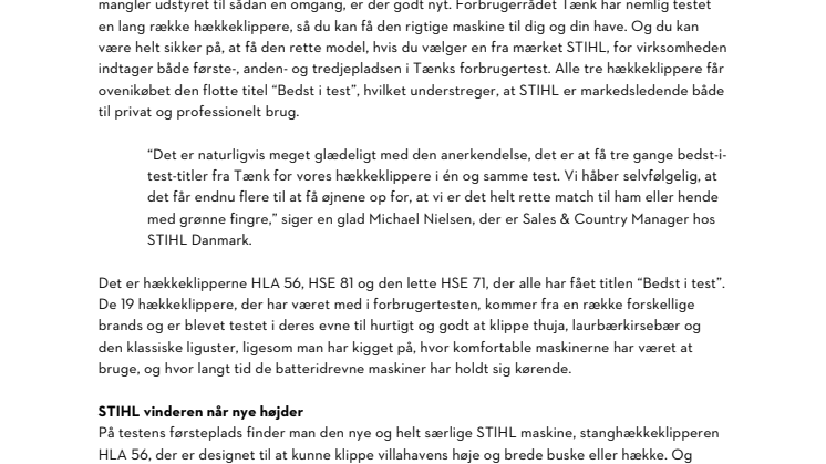 STIHL er storfavorit i test af hækkeklippere