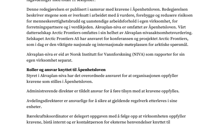 Redegjørelse åpenhetsloven