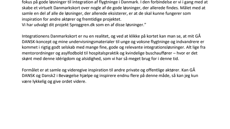 GÅ DANSK og Sproggren.dk med på Integrationens Danmarkskort