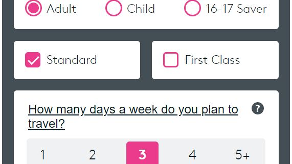 Thameslink Season Ticket Calculator no stations selected
