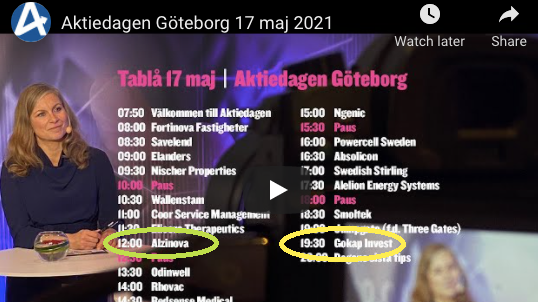 Alzinova och GOKAP Invest presenterar den 17 maj på Digitala Aktiedagen