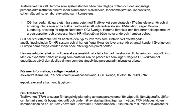 Trafikverket förenklar HR-processen genom systemstöd från CGI 