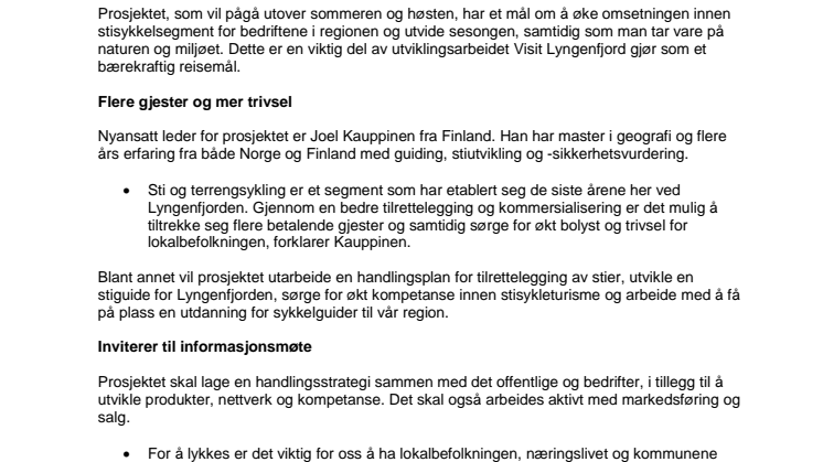 Lyngenfjord skal bli en bærekraftig sykkeldestinasjon 