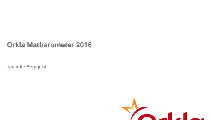 Orkla Matbarometer 2016 Nordiskt resultat