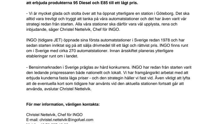 INGO har öppnat ny automatstation i Göteborg
