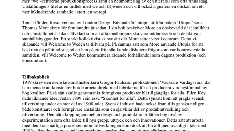 Introduktion till svenska paviljongen Welcome to Weden