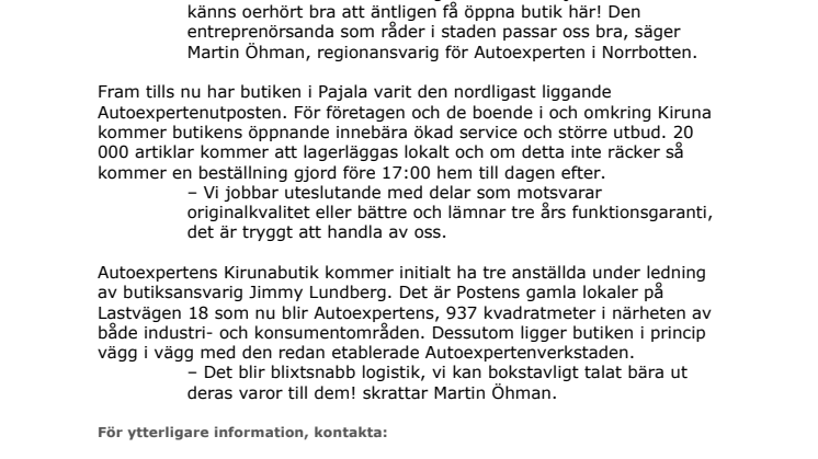 Autoexperten etablerar sig i den spännande gruvregionen