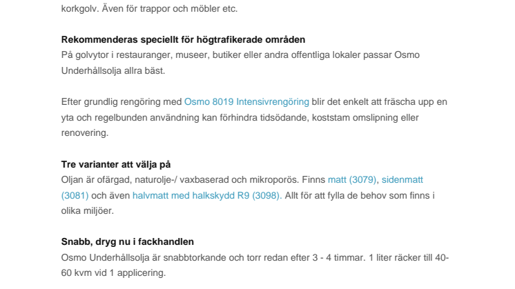 Nu finns en underhållsolja från Osmo