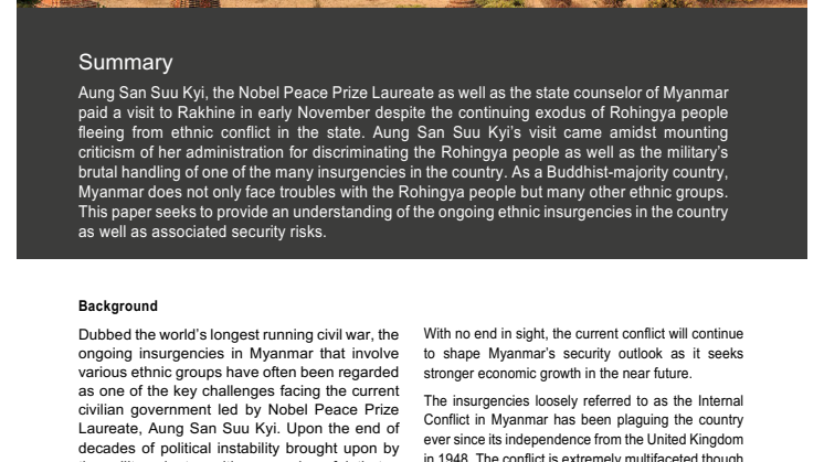 Myanmar Conflict: Ongoing ethnic insurgencies and implications on local and regional security