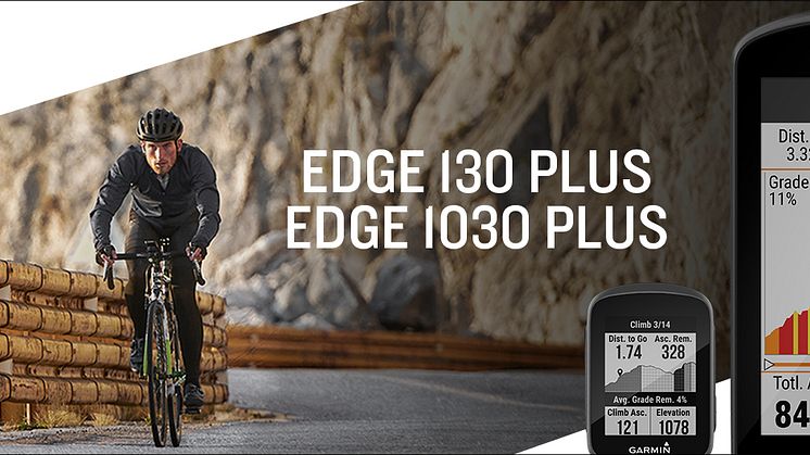 Hold dig kørende med de nye Edge® 130 Plus og Edge 1030 Plus GPS-cykelcomputere fra Garmin®