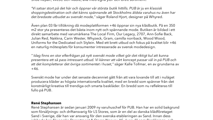 Varuhuset PUB satsar svenskt
