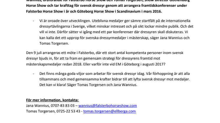 Framtidskonferenser arrangeras i Falsterbo och Göteborg: - Vad vill svensk dressyr och hur kan vi nå toppen internationellt?