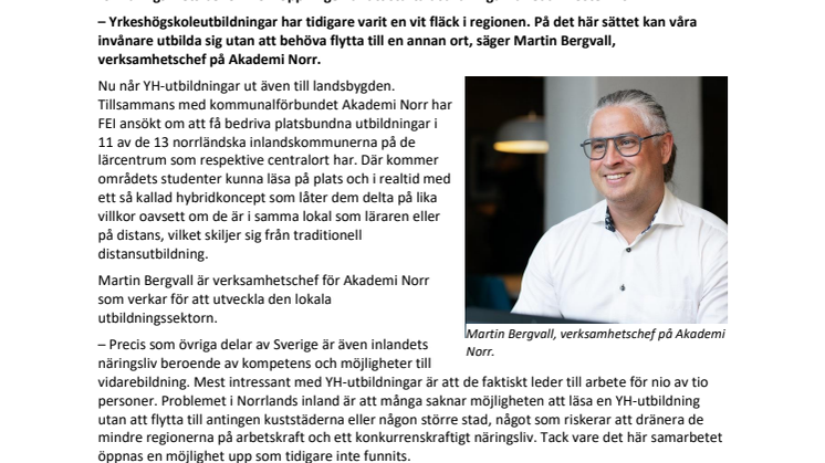 Norrlands framtid i vågskålen – snart tar MYH beslut om 24 YH-utbildningar med hybridteknik
