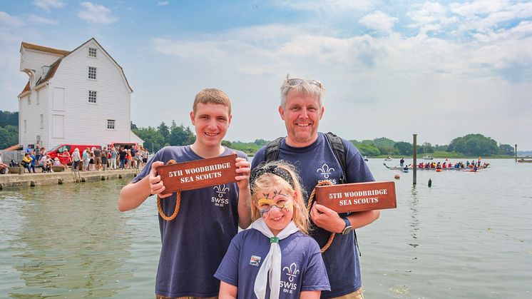  5th Woodbridge Sea Scouts chairman Mark Bell with members Oscar and Maya.