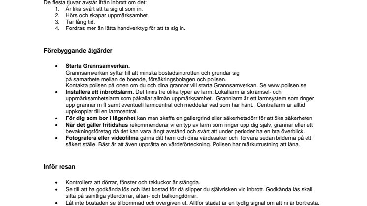 Vad ska jag göra för att undvika inbrott i sommar?