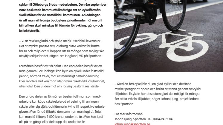 Sportson och Åkes Sportservice leverantör av Göteborgs Stads personalcyklar