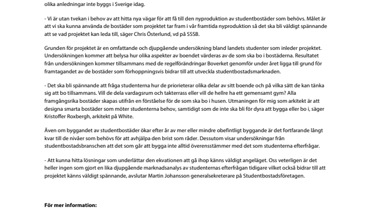 Stöd beviljat för utveckling av nya studentbostadsformer